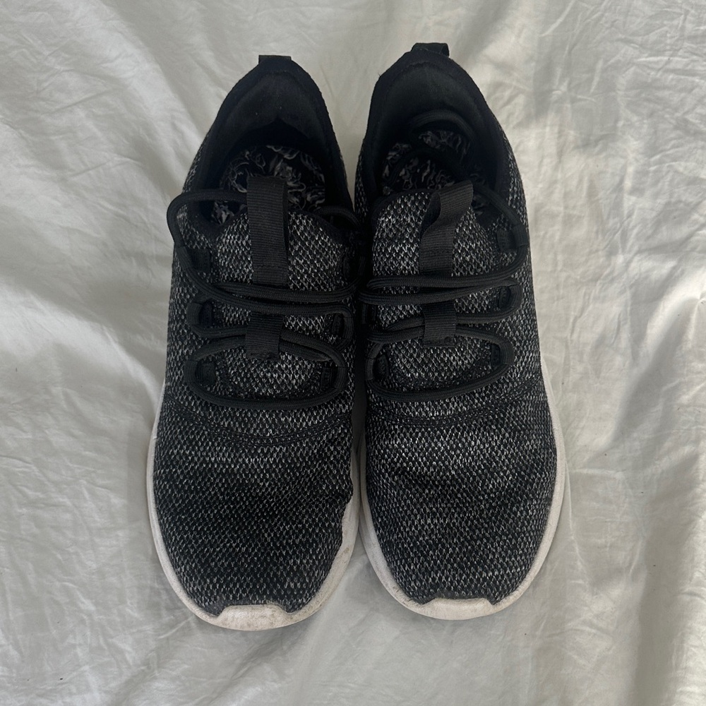 Avia Black Knit Lace-Up Athletic Sneakers with White Sole